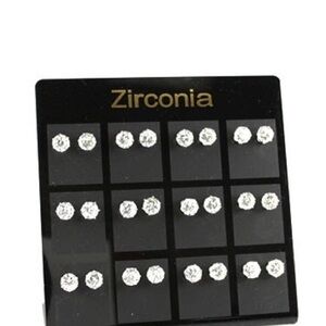 Silver stone Steel Earrings Stud CZ